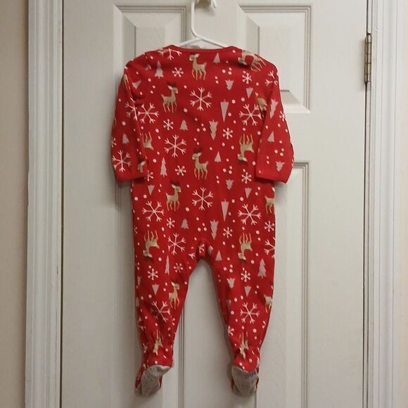 CHILD OF MINE UNISEX Holiday Reindeer, Trees, and Snowflake Footie Pajamas 12M - Picture 5 of 5